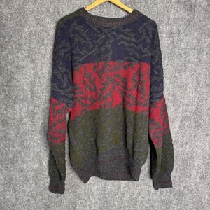 Giorgio di Firenze Sweater Mens L Gray Vintage Geometric 3D Pattern Wool Grandpa